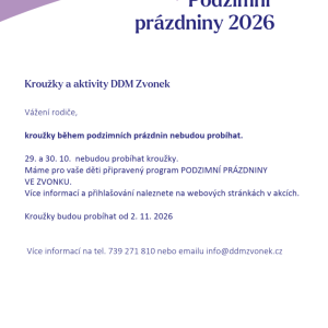 PODZIMNÍ PRÁZDNINY