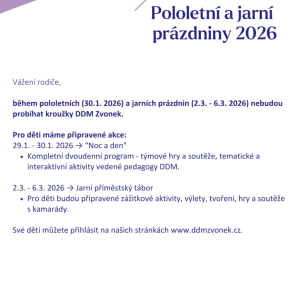 Pololetní a jarní prázdniny